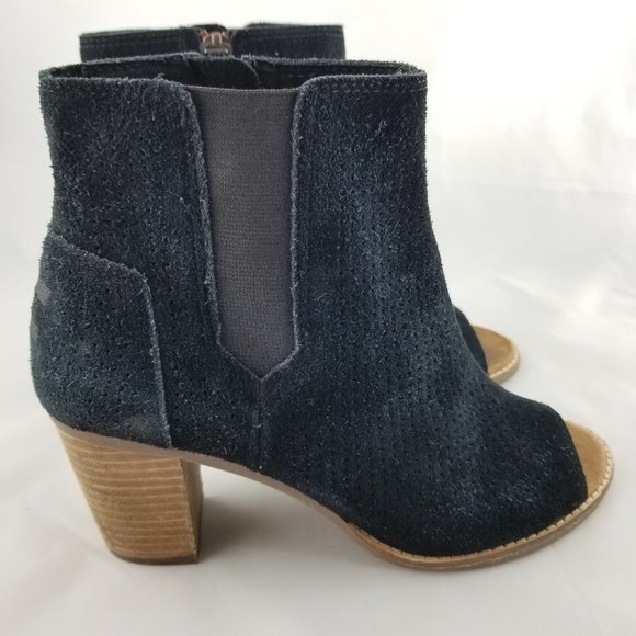 Toms | Majorca Peep Toe Bootie Suede Perforated - Picture 6 of 8